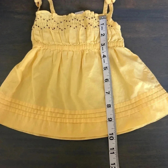Janie And Jack Yellow Brown Dots Smocked Tie Tank Top Girls Size 12-18 Months - Picture 3 of 6